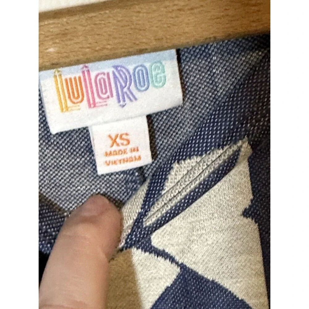 LuLaRoe Carly Dress XS Blue Gray Abstract Hi-Low Hem Everyday Casual Comfort NWT